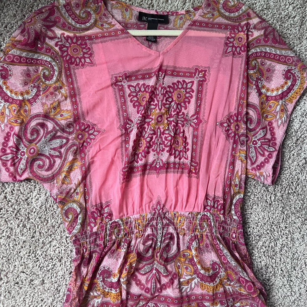 INC International Concepts Fuchsia Paisley Blouse